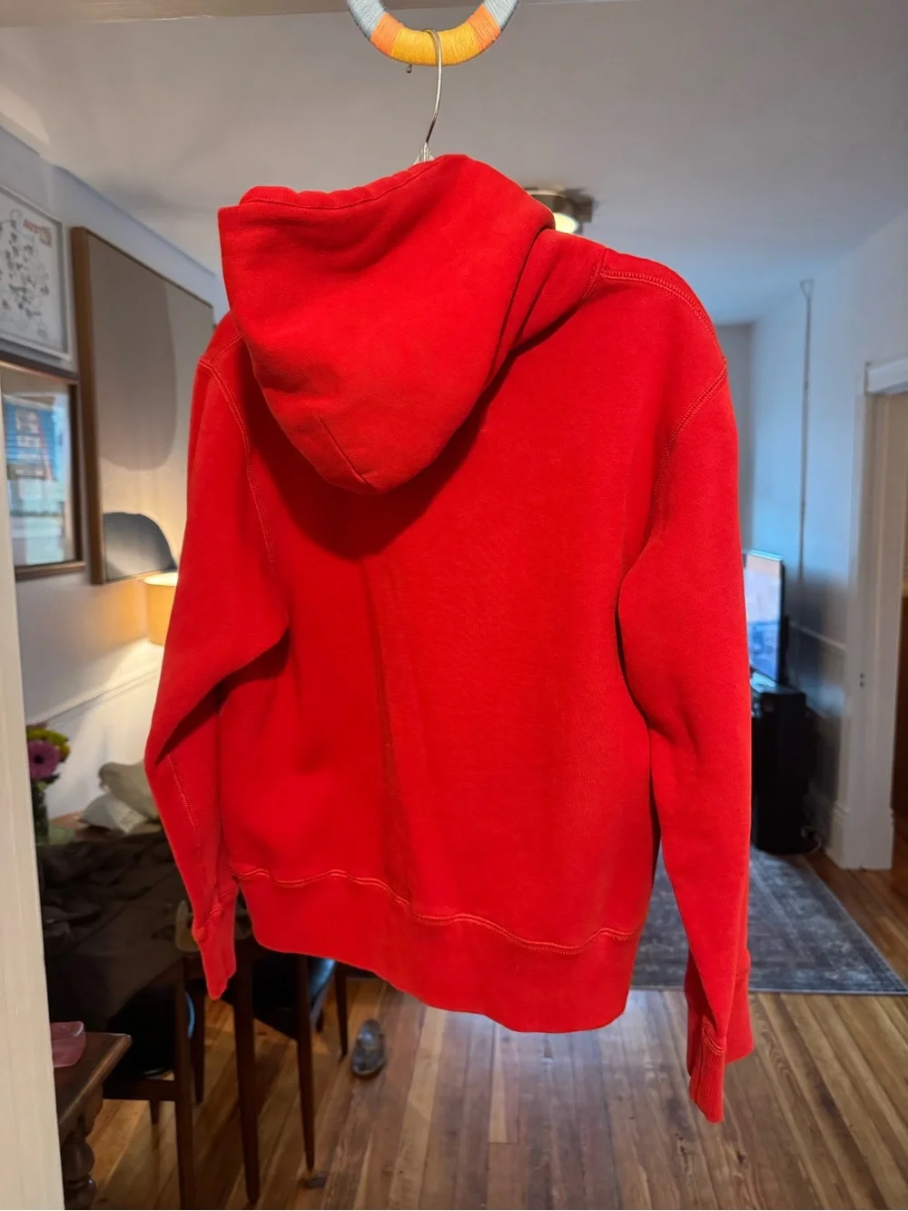 Vintage kids Abercrombie Red Basketball Hoodie with Blue Accent